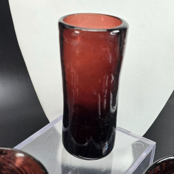 Vintage Handblown Dark Pink Glass Drinkware Set of 14 Pieces DH1357 - Picture 11 of 16